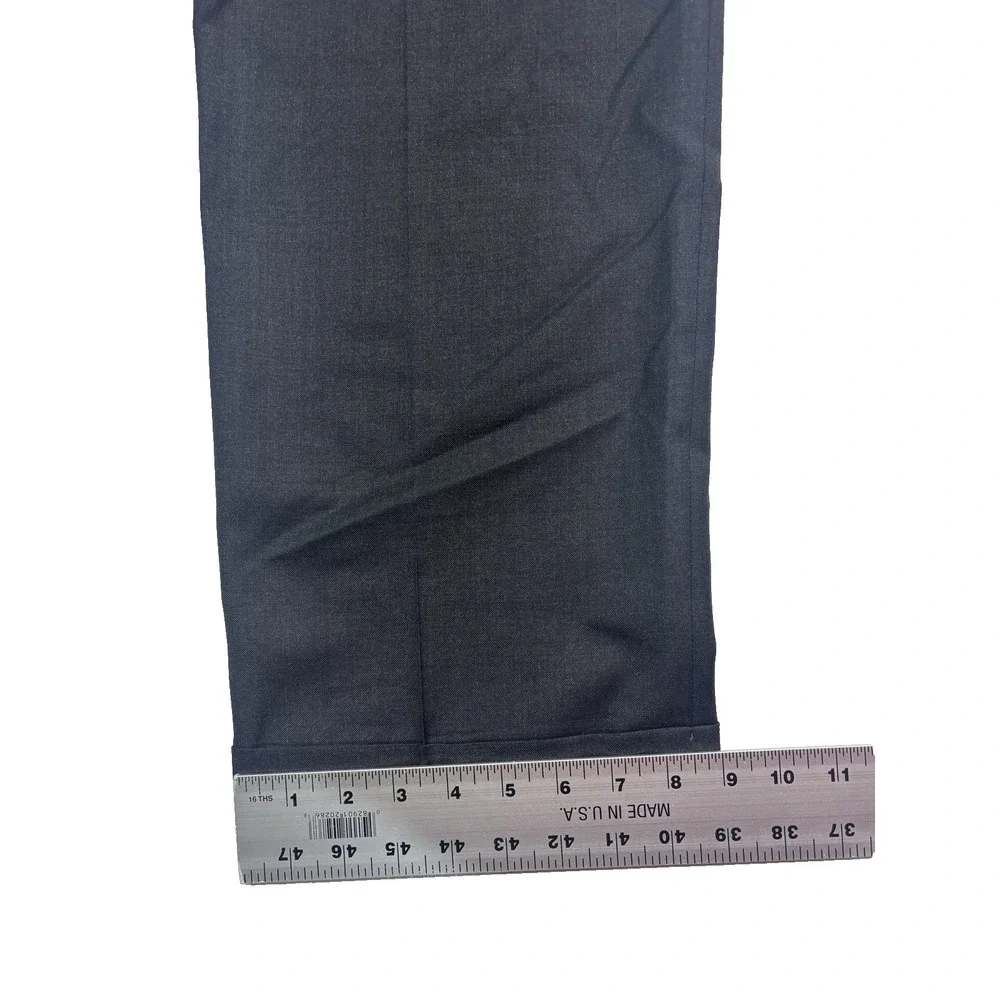 Zanella Italy 38x34 Charcoal Bennett Pants Trousers Pleated Cuffed Quattro Lame